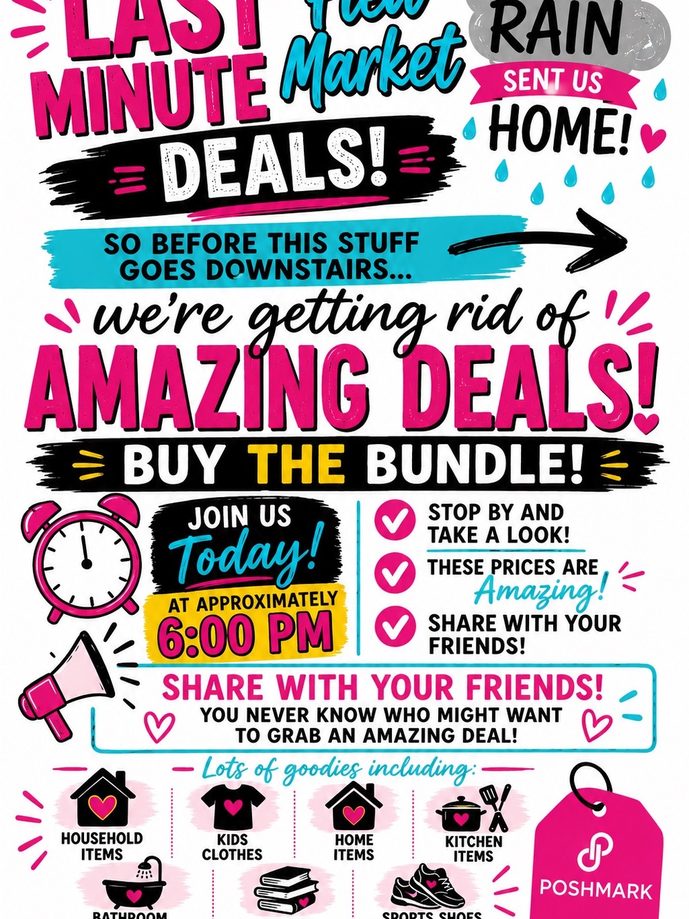 Last Minute Deals Flyer – Pink & Teal Party Sign